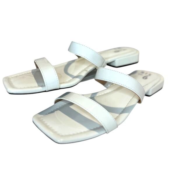 Mix No. 6 Merri White Straps Square Toe Block Heel Slip-on Sandals Womens‎ 10 M - Picture 1 of 6